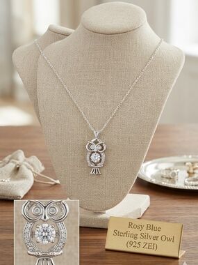 Sterling Silver Owl Pendant Necklace - Silver